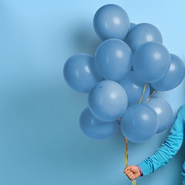 delka 12-Inch Latex Birthday Balloons - Pack of 50, Baby Blue | Suitable for Kids Party Decorations, Baby Shower, Wedding, Christmas, New Year Eve Decoration & Celebration| Helium Gas or Air Inflated