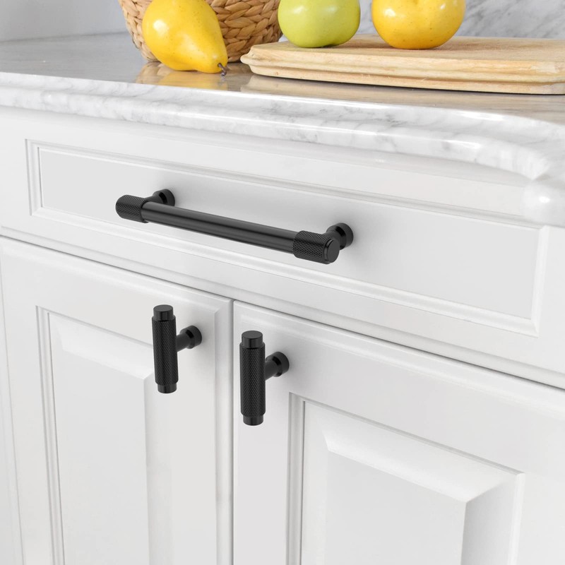 Amerdeco 10 Pack Matte Black Cabinet Pulls 128mm(5Inch) Hole Center