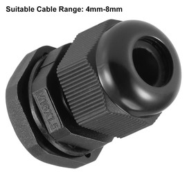 TA-VIGOR 20Pcs M16 x 1.5 Cable Gland, IP68 Waterproof Adjustable Plastic Nylon Wire Connectors Gland Joints for 4mm-8mm Cables, Locknut Stuffing Glands with Locknut and Washer – Black