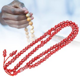 Muslim Rosary Beads, Muslim Bracelets Islamic Worship Prayer Tool 99 Grains Resin Gilding Religious Article(Red)