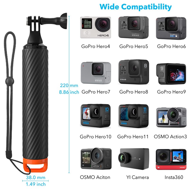 Homeet Float Handgrip Underwater Hand Grip Floating Hand Stick Monopod
