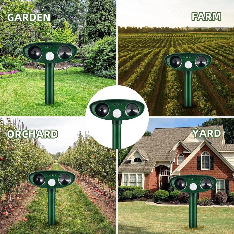 JahyElec 2025 Solar Animal Repellent, 2 Pack Ultrasonic Animal Repeller