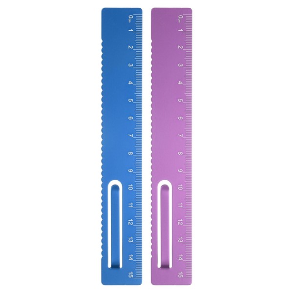 sourcing map 2pcs Straight Ruler 15cm Metric Metal Aluminum Alloy