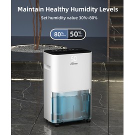 Britsou 34 Pint Dehumidifier, Smart Dehumidifiers for Home, Basement and Bedroom with 6.56 Ft Drain Hose - Intelligent Humidity Control - Quiet Operation - 3 Modes