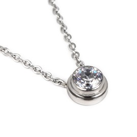 Chucola N20093 Single Grain Cz Diamond Pendant, Stainless Steel, Women's Necklace, 18K Gold, Processing, Stainless Steel, Austrian Crystal