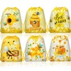 12 Pcs Bee Drawstring Bag Set, Honey-Print Non-Woven Backpacks &