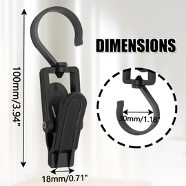 Kyuionty 24 Pcs Plastic Swivel Hanging Hooks Super Strong Rotating Laundry Hook Hangers Clothes Clips Closet Hangers for Home Clothing Store Workshop, Black