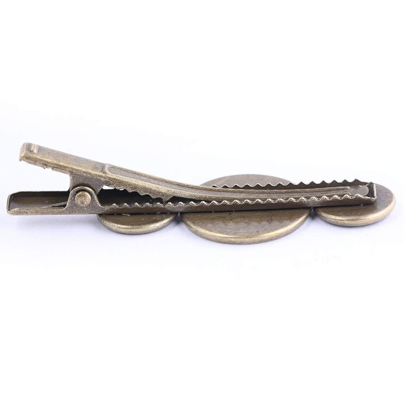 Reidgaller 10pcs Antique Bronze Metal 12mm 20mm Cabochon Hair Clip