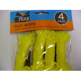 Set of 4 Tent Guy Ropes - Yellow for High Visibility