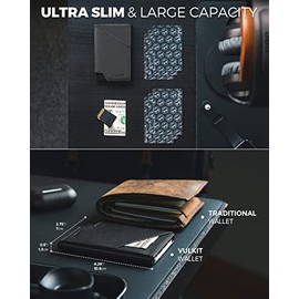 VULKIT Tarjeteros para Tarjetas de Credito Aluminio Automática Pop-up Cartera con Bloqueo RFID y Bolsillo para Dinero para Hombre o Mujer