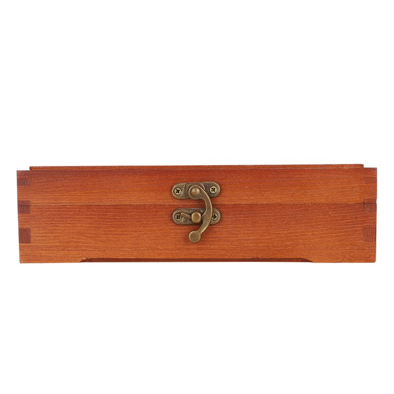 Wooden Sketching Pencil Box Antique Solid Wood Square Children Stationery