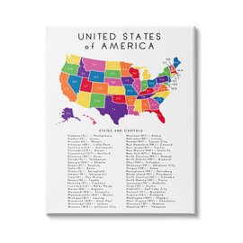 Stupell Industries USA Map State Abbreviations and Capitals Playful Tones