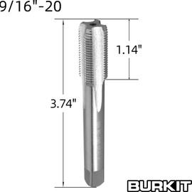 Burkit 9/16"-20 UN Tap and Die Set, 9/16 x 20 UN Machine Thread Tap and Round Die Right Hand