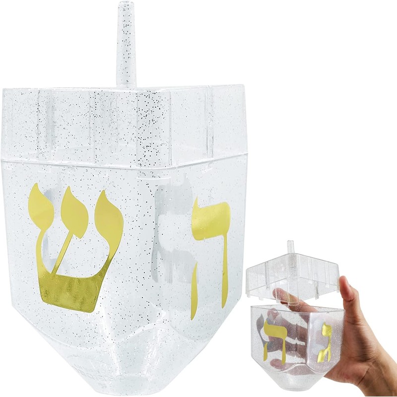 Jumbo Hanukkah Fillable 6.5" Inch Dreidel, Stands Straight on Table,