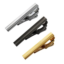 Simple Fashion skinny Tie Clip Length 1.5 inches 3 Pack Tie Bar Set Gold Silver Black Suitable for dating business wedding and daily life tie matching