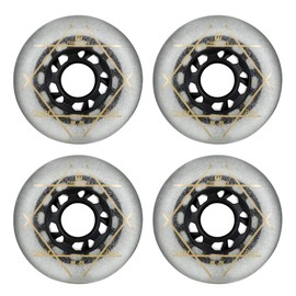 TianBo 88A PU Abrasion Resistant Inline Roller Skate Replacement Wheels (4 Pack) (No Bearings) for Inline Skates, Surfboards, Casterboards, Waveboards, Street Surfing Sizes 72mm, 76mm, 80mm (White, 72mm)