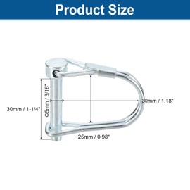 sourcing map 10Pcs 3/16" Dia Trailer Coupler Pin, 1-1/4" Long Coupler Pin Shaft Locking Pin, Round Pto Pin for Farm Trailers and Garden