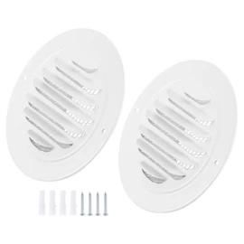 PATIKIL 3" Round Air Vent Cover, 2pcs 304 Stainless Steel Louvered Wall Inlet Outlet Grill Screen Mesh Ducting Soffit Vent with Screws for Ventilation, White