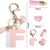 Key Chain with Letter, Initials Keyring with Heart Pendant, Pink