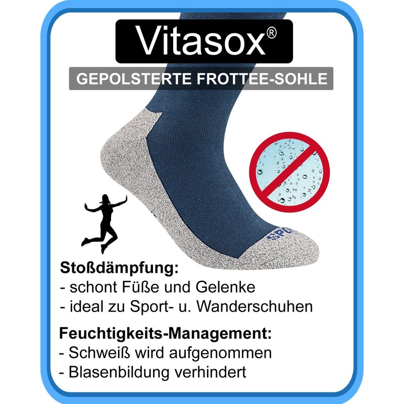 VITASOX 32969 Wellness-Funktionssocken 4er Pack 2xmarine 2xjeans 39/42