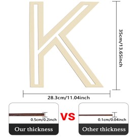 Large Wooden Letters 14 inch for Wall Decor Crafts Big Wood Letter K 1/5 Inch Thick Unfinished Alphabet Cutouts Paintable Letters for DIY Wreath Home Party Wedding Baby Nursery Decorations (K)