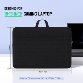 18-19 inch Laptop Sleeve Gaming Computer Case Compatible with Alienware M18 R2 R1/18 Area-51, ASUS ROG Strix Scar 18/ G18, MSI Titan 18 HX Carrying Travel Bag