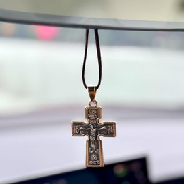 Car Hanging Orthodox Cross Pendant for Car Interior Rearview Mirror, Hanging Eastern Christian Greek Faith Religious Charm Ornament