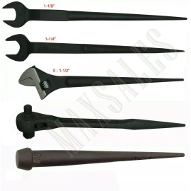 CALHAWK/BULL PIN KLEIN 16" ADJUSTABLE SPUD WRENCH & DUAL RATCHET SPUD & 2-PC IRON WORKER & 10" BULL PIN