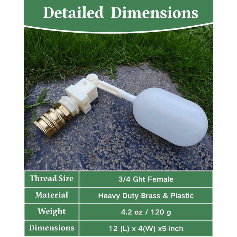 6018058 Universal Water Level Float Valve with Brass Adapter for