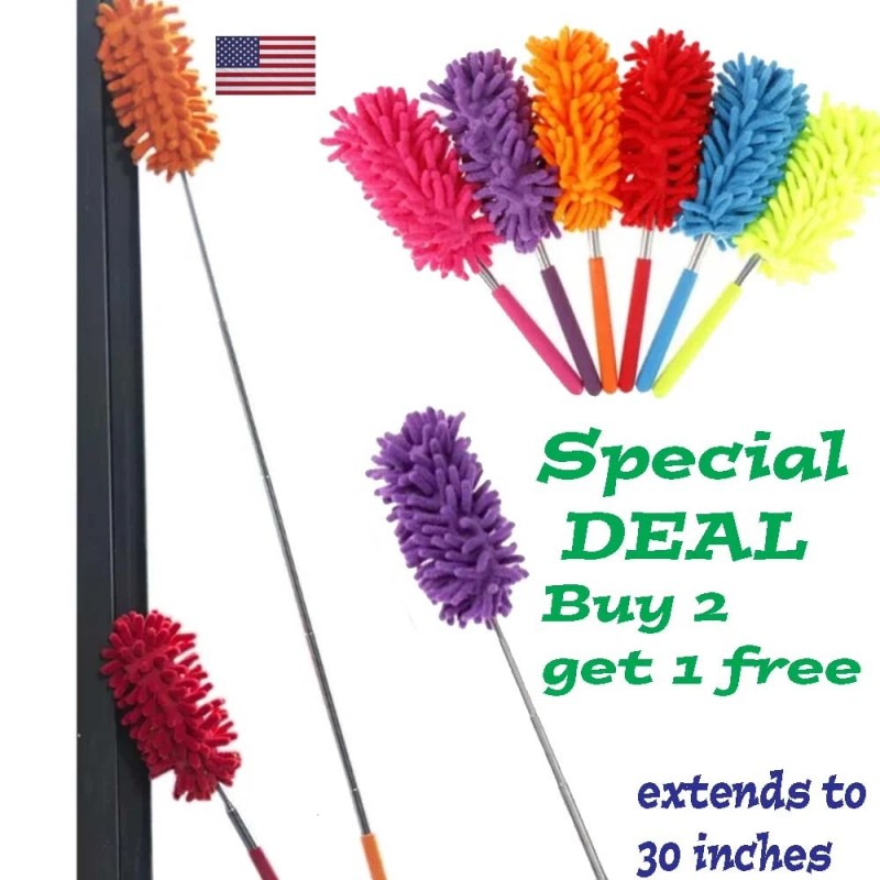 batterygallery Extendable Soft Microfiber Duster Dusting Brush Cleaning Tool Washable