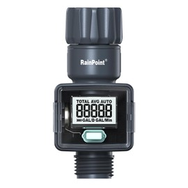 RAINPOINT Water Flow Meter, Measure Consumption and Flow Rate up to 9999.9 Gallon/Liter, ±5% Accuracy, Water Meter for RV, Garden Hose, Pool, Lawn Sprinkler & Nozzle Sprayer