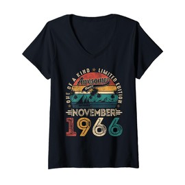 Womens Awesome Since November 1966 59 Years Old 59th Birthday Men V-Neck T-Shirt