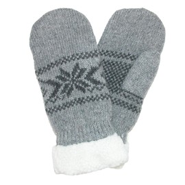 Grand Sierra Women's Ragg Wool Snowflake Mitten, Light Grey
