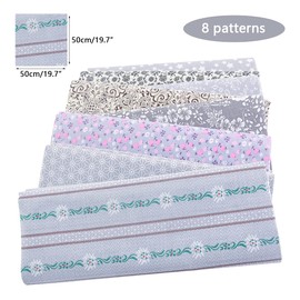 100% Cotton Fabric for Sewing-8 Pieces (20"x20"), Quilting Fabric, Floral Cotton Craft Fabric, Bundle Squares Fabric, DIY Cloths Patchwork, Pre-Cut Quilting Fabric(Gray)