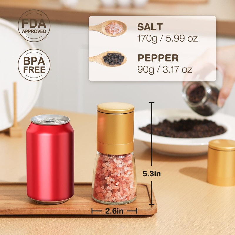 Vucchini Gold Salt and Pepper Grinder Mill - Adjustable Coarseness