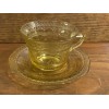Federal Glass Patrician Spoke Amber Depression Glass Cup and Saucer