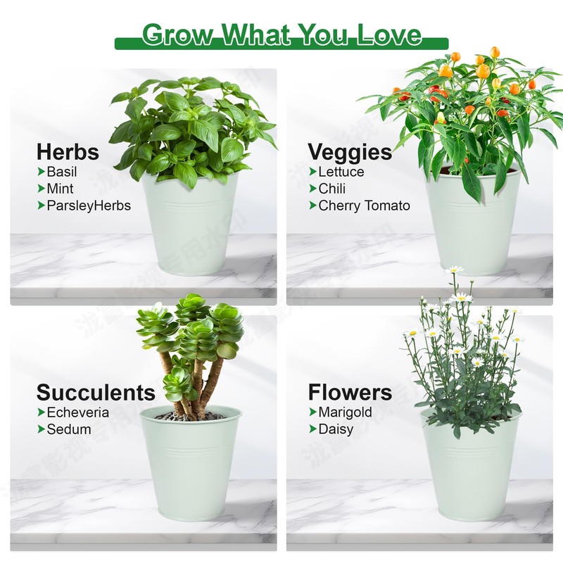 Wacloud Herb Garden Planter Indoor Kit – 6 Metal Pots