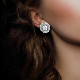 Chunky Statement Earrings for Women Vintage 18K Gold Spiral Stud Earrings Hypoallergenic Twisted Round Earrings Trendy Birthday Jewelry Presents (Silver)