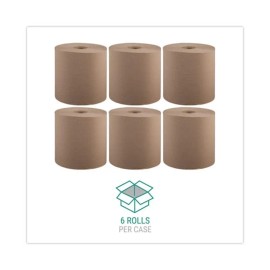 Windsoft 12806 Brown Kitchen Roll Towels 8" X 800ft 1-Ply Soft Washable Hand Paper Non-Perforated Eco-Friendly Embossed Case 6