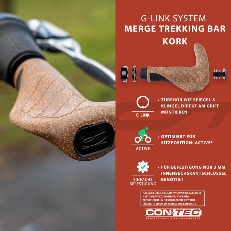 CONTEC Merge Trekking Bar Cork, Ergon Design, 96/140 mm, Breathable,
