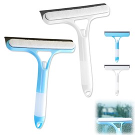 3 in 1 Window Cleaning Scraper,3 in 1 Spray Squeegee,Window Squeegee with Spray,Windows Squeegee Cleaner Tool with SprayBottle,All-Purpose Shower Glass,Mirrors,Car,Home Window Cleaner Tool(White+Blue)