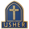 Church Usher Lapel Badge Magnetic Gold & Blue