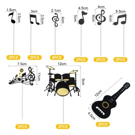 Set Di 25 Decorazioni Per Torta Di Compleanno, Decorazioni Per Torta Musicale, Decorazioni Per Feste Con Strumenti Rock, Forniture Per Feste Di Compleanno Con Chitarra Per Feste A Tema Cantante