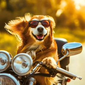 Noel Tatt Funny Birthday/Blank Greeting Card - Blank Card for Men/Women with Humorous Dog and Motorbike Design - General Card Suitable for Any Occasion