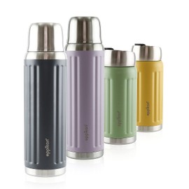 eppikan EppiGrand Stainless Steel Thermos Flask, Thermos Flask, Water Bottle, Insulated Flask, 750 ml, Leak-Proof with Double-Walled Drinking Cup (750 ml, Night Grey)