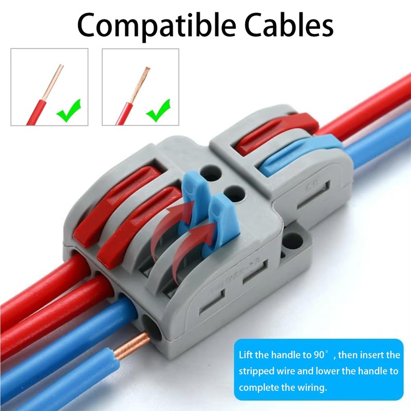 Teansic 10PCS DIN Rail Wiring Connectors,2 in 4 Out Quick