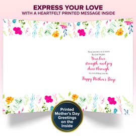 Decorably Foiled 5x7in Handmade Individual Happy First Mothers Day Card with Heart Cutout & Floral Design, Textured Happy 1st Mothers Day Card with Envelope, Stickers, & Printed Message Inside
