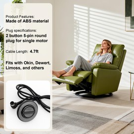 Fromann Recliner Switch 2 Button 5 Pin Round Hand Control Handset Fixed for Power Sofa Lift Chair