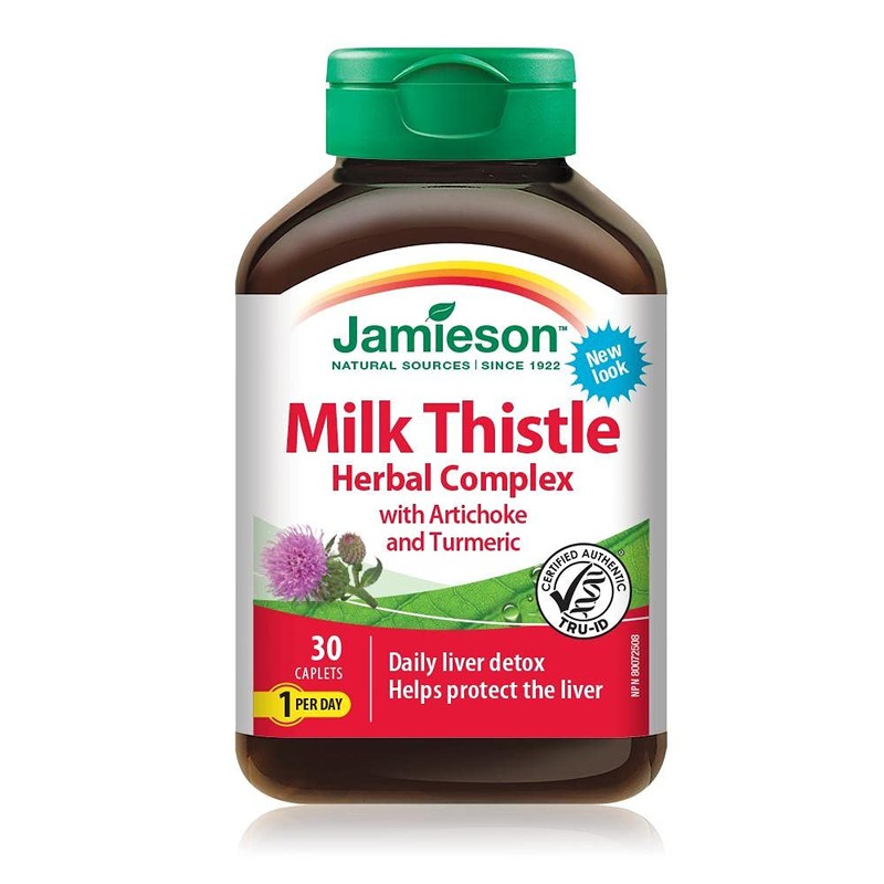 Jamieson Milk Thistle Herbal Complex Daily Liver Detox, 30 caplets