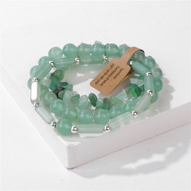 3Pcs Jade Bracelet for Women 8mm Green Aventurine Green Jade Beaded Bracelet Stretch Bracelet Set Jade Jewelry for Women